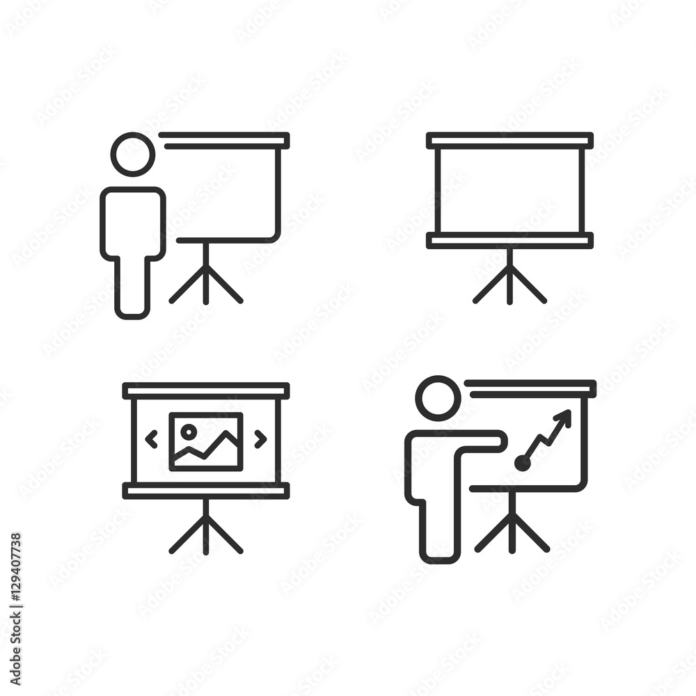 Training, presentation, conference set icons. Vector. Training, presentation, conference set icons. Vector.