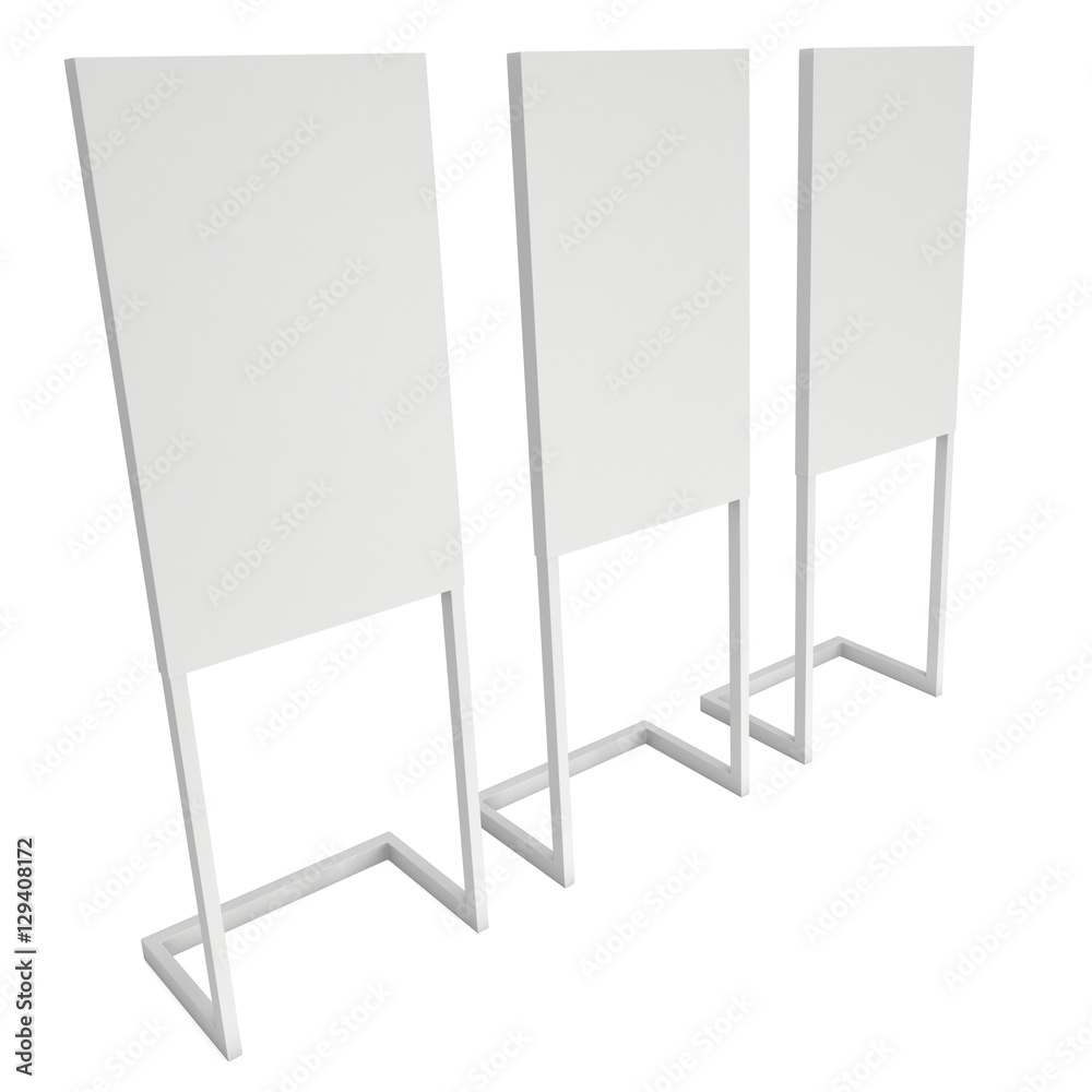 Blank Expo Banner Stand. 3d render Trade Show Booth isolated on white background Blank Expo Banner Stand. 3d render Trade Show Booth isolated on white background
