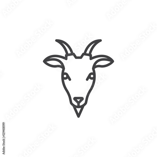 Foto Goat head line icon, outline vector sign, linear pictogram isolated on white