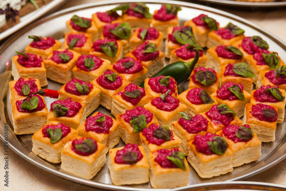 delicious appetizers on a table in a restaurant delicious appetizers on a table in a restaurant