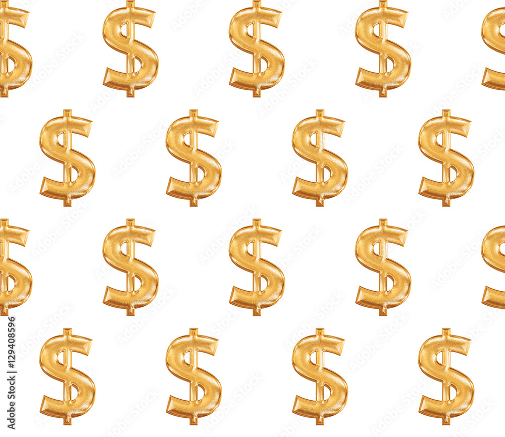 Seamless pattern with gold symbol dollar on white background. Seamless pattern with gold symbol dollar on white background.