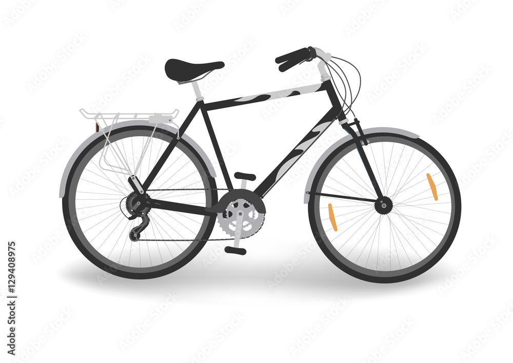 isolated black bicycle with trunk, vector
