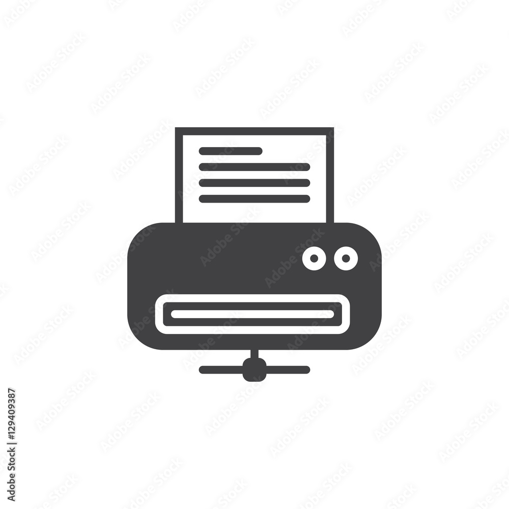 Network printer icon vector, filled flat sign, solid pictogram isolated on white. Symbol, logo illustration Network printer icon vector, filled flat sign, solid pictogram isolated on white. Symbol, logo illustration
