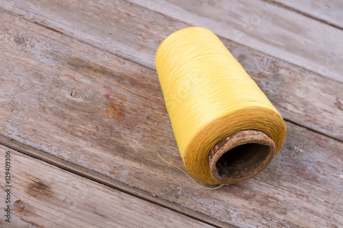 Skein of yellow yarn.