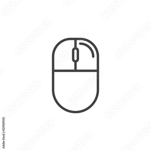 computer mouse right click line icon, outline vector sign, linear pictogram isolated on white. Symbol, logo illustration
