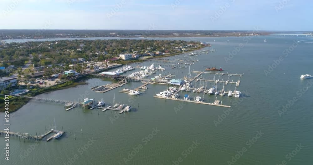 Aerial video of waterfront docks at St Augustine FL Aerial video of waterfront docks at St Augustine FL