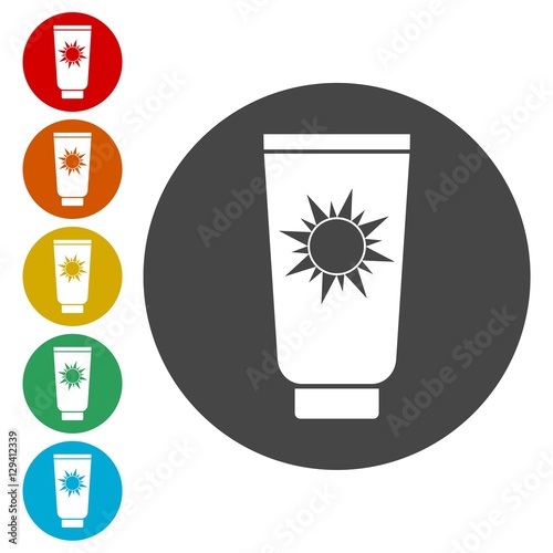 Sun Cream Icon, Sun protect vector flat icon 