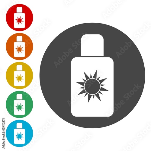 Sun Cream Icon, Sun protect vector flat icon 