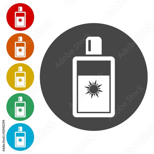 Sun Cream Icon, Sun protect vector flat icon 