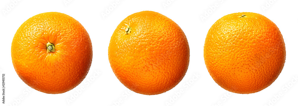 Fresh orange fruit isolated on white background - obrazy, fototapety, plakaty 