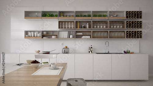 Scandinavian white kitchen  minimalistic interior design