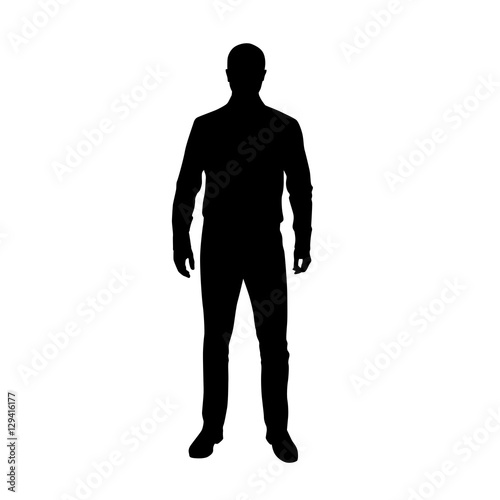 Business man in shirt, vector silhouette
