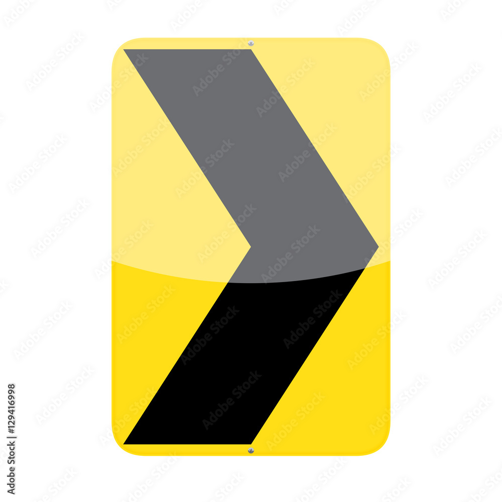 Right chevron alignment vector traffic sign isolated on white ...