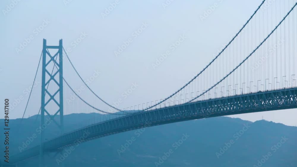 早朝の明石海峡大橋 早朝の明石海峡大橋