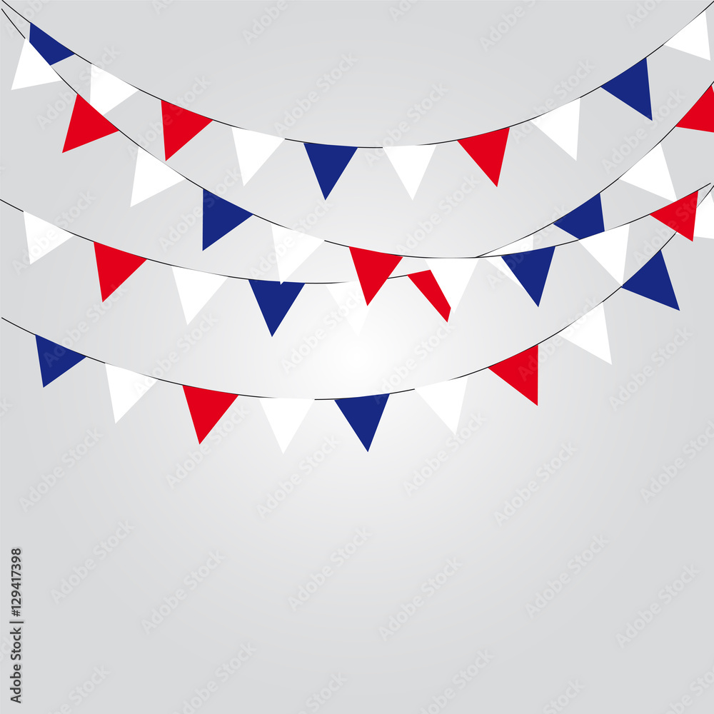 Garlands of red white blue flags