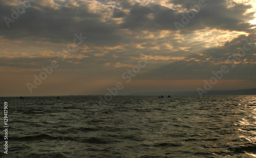 dramatic clouds over the water