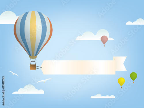 Hot air balloon greeting card template