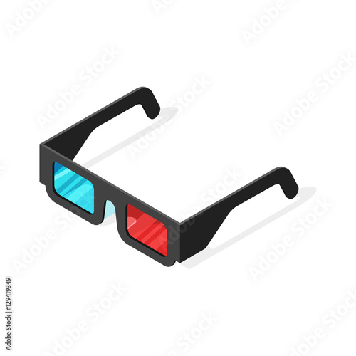 Isometric vector illustration of 3d glasses.