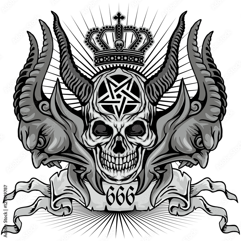  grunge skull coat of arms