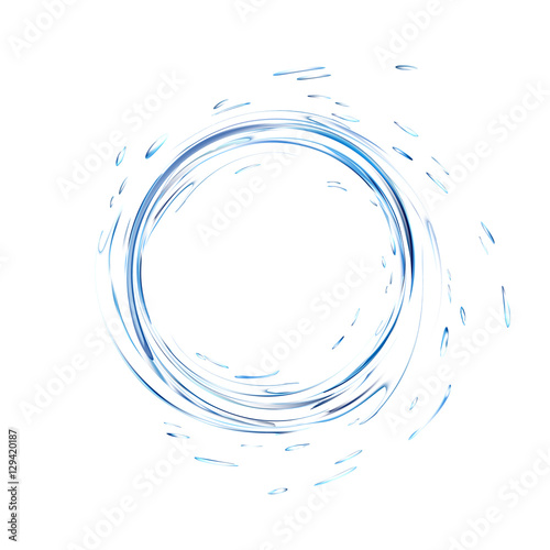 Blue water splash circle. Spray with drops isolated. 3d illustration vector. Aqua splashing surface background created with gradient mesh tool. water circle. water surface. water vector. watre splash.