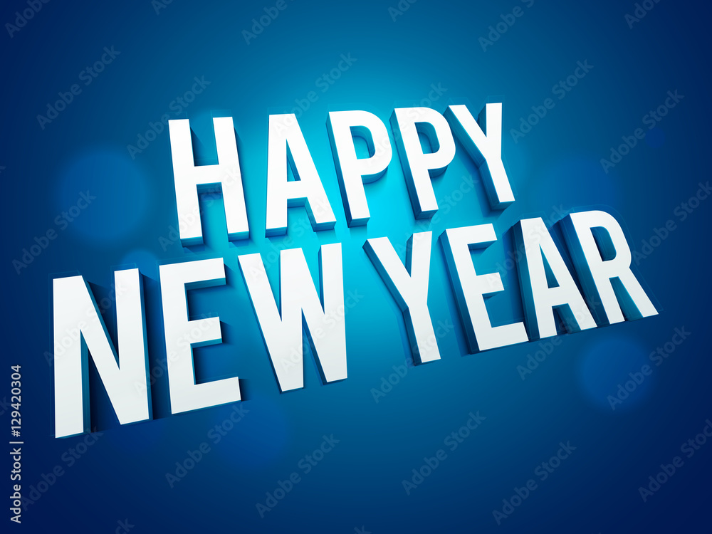 3D Text for Happy New Year celebration.