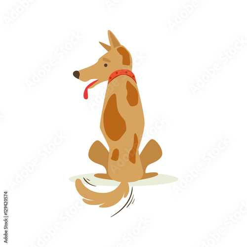 Brown Pet Dog Turned Its Back Sulking, Animal Emotion Cartoon Illustration