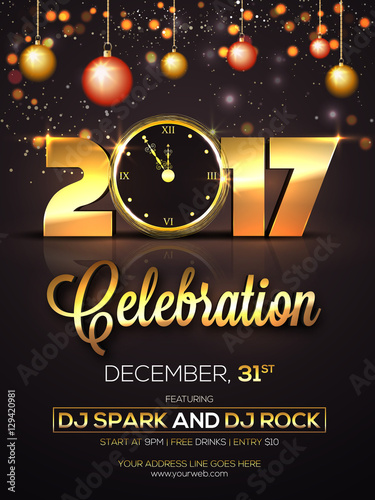 Template, Banner or Flyer for New Year Party.