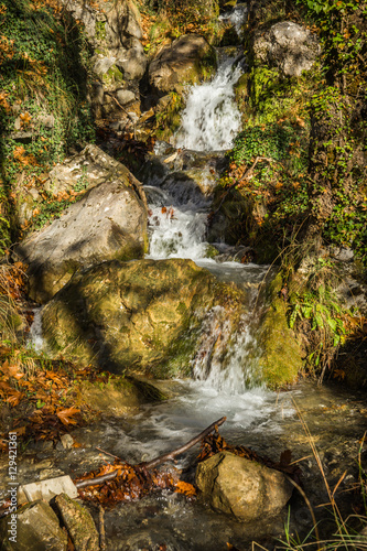 Scenic mountain autumn landscape with river and   watergfalls, P photo