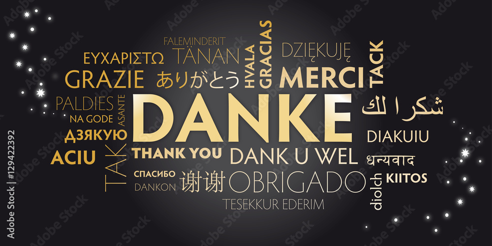 DANKE mehrsprachig schwarz gold Stock Vector Adobe Stock