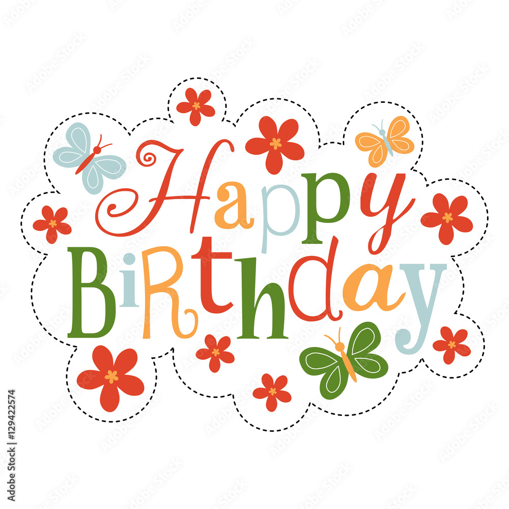 happy birthday design with butterfly andflower happy birthday design with butterfly andflower