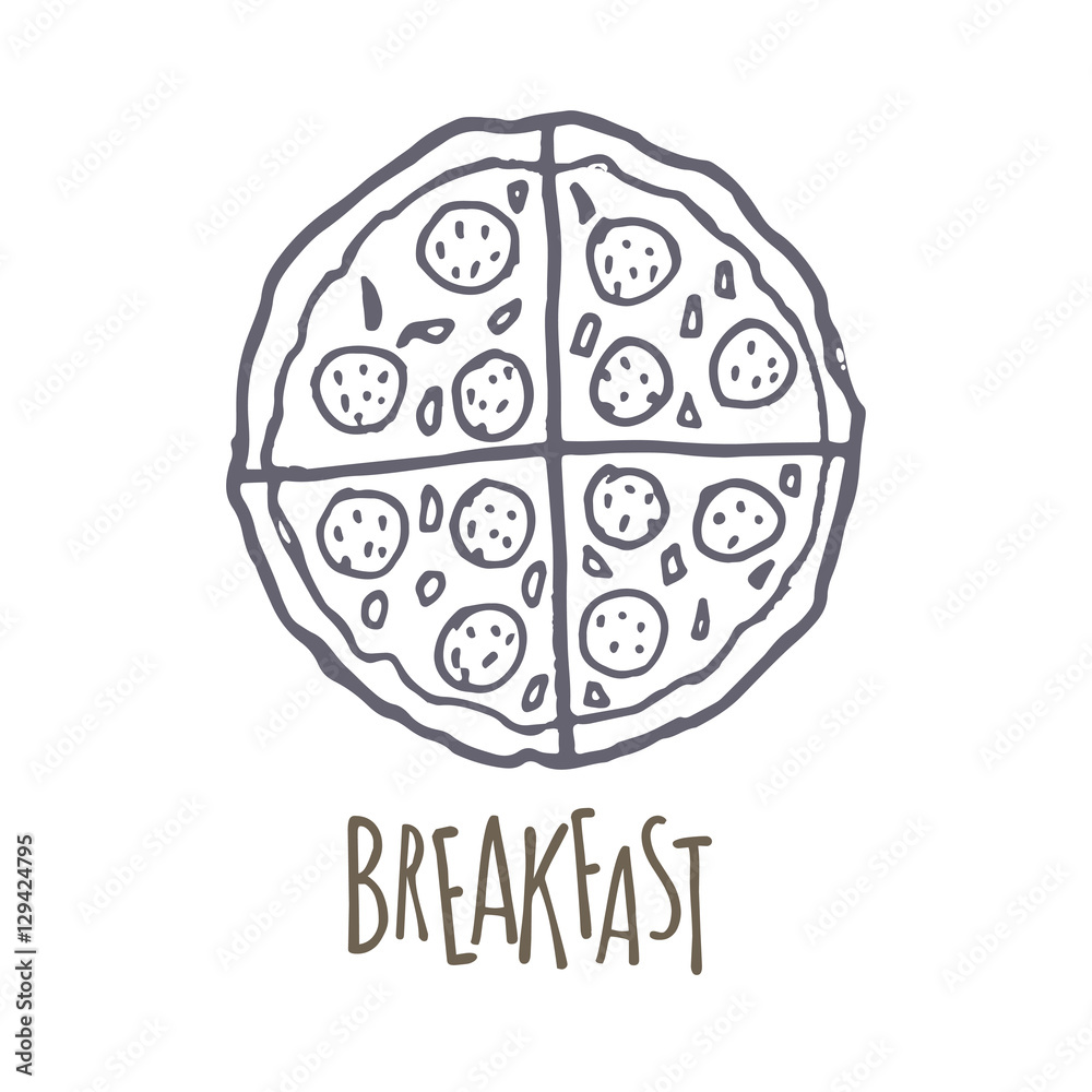 Breakfest hand drawn icon over white background