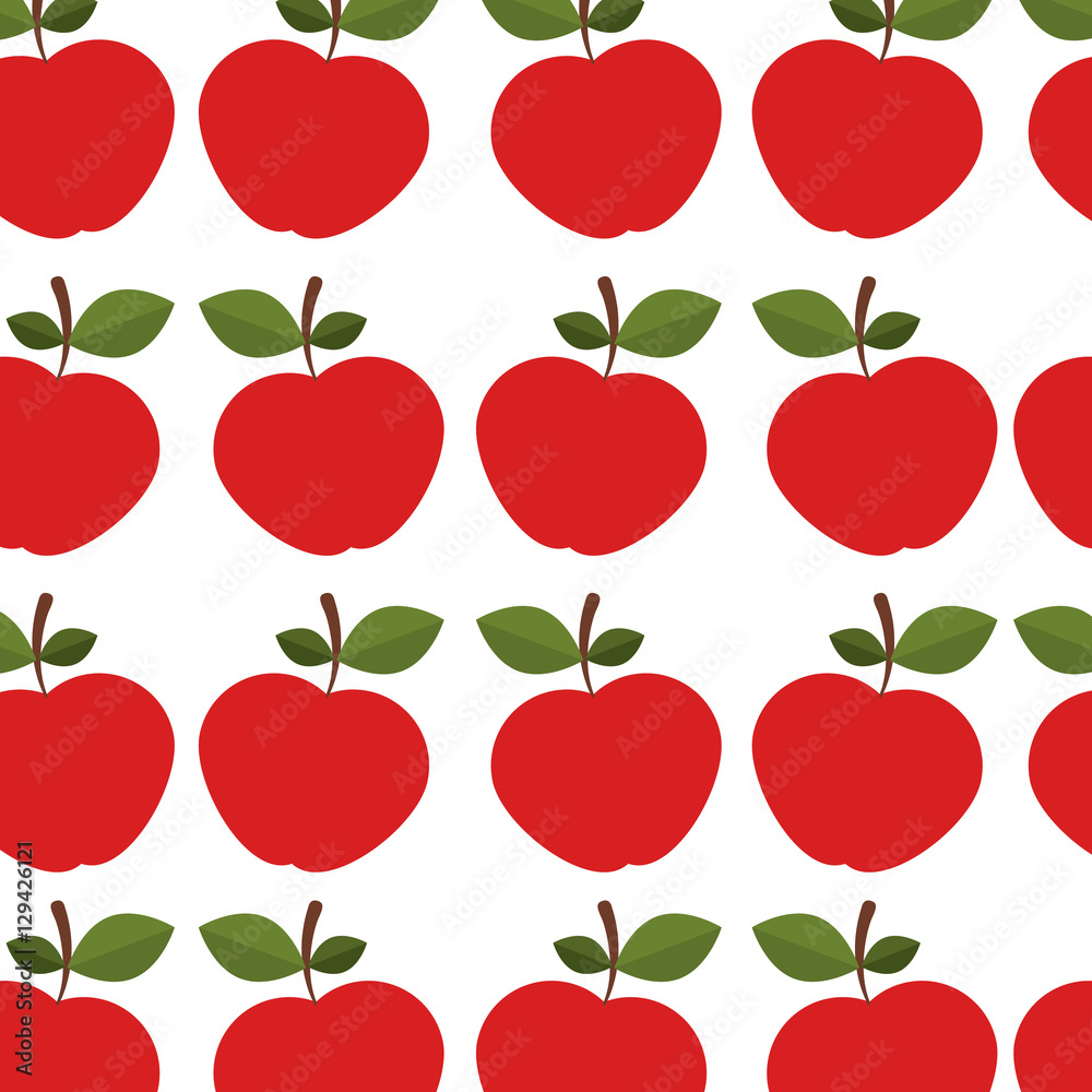 colorful pattern of apples with stem and leafs vector illustration colorful pattern of apples with stem and leafs vector illustration