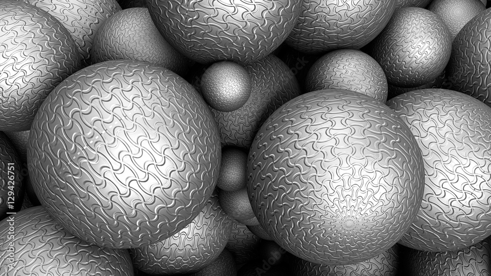 Abstract silver rubber spheres background 3d render Abstract silver rubber spheres background 3d render