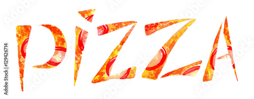 Pizza inscription, lettering for banner, poster, menu. Pizza style script.