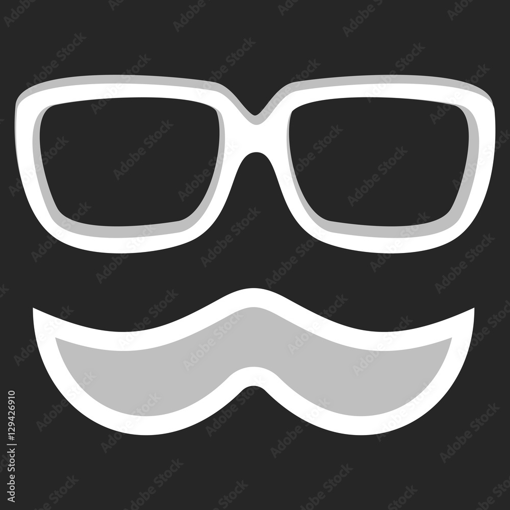 Hipster nerd glasses and stylish mustache on black. Web Banner Vector Flat Design. Vector Mustache and Glasses Icon. Hipster creative design template illustration Hipster nerd glasses and stylish mustache on black. Web Banner Vector Flat Design. Vector Mustache and Glasses Icon. Hipster creative design template illustration