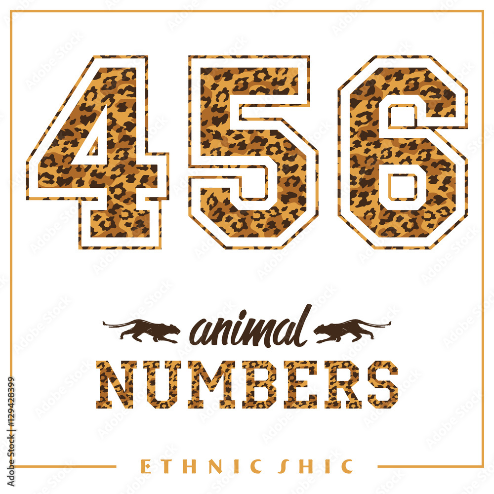 Vector animal numbers for t-shirts, posters, card and other uses.
