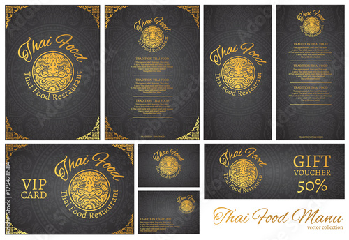 vector thai food restaurant menu template.thai tradition backgro