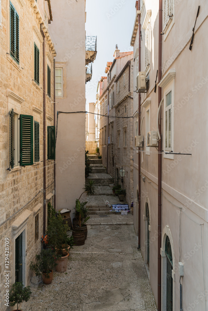 A side street and alley in Dubrovnik in Croatia