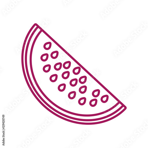 contour purple line with slice watermelon vector illustration