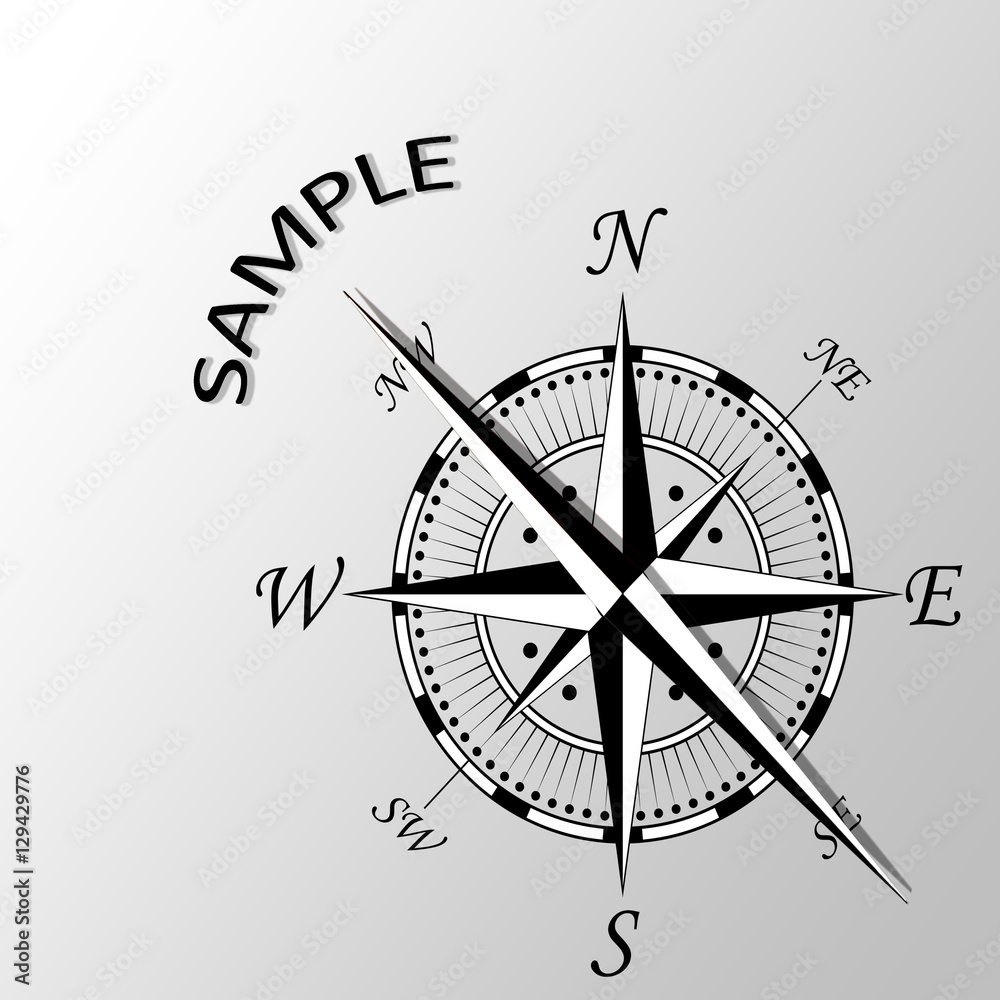 Illustration of Sample word written aside compass Illustration of Sample word written aside compass
