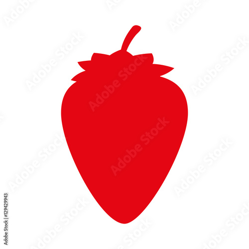 silhouette red color with strawberry fruit vector illustration