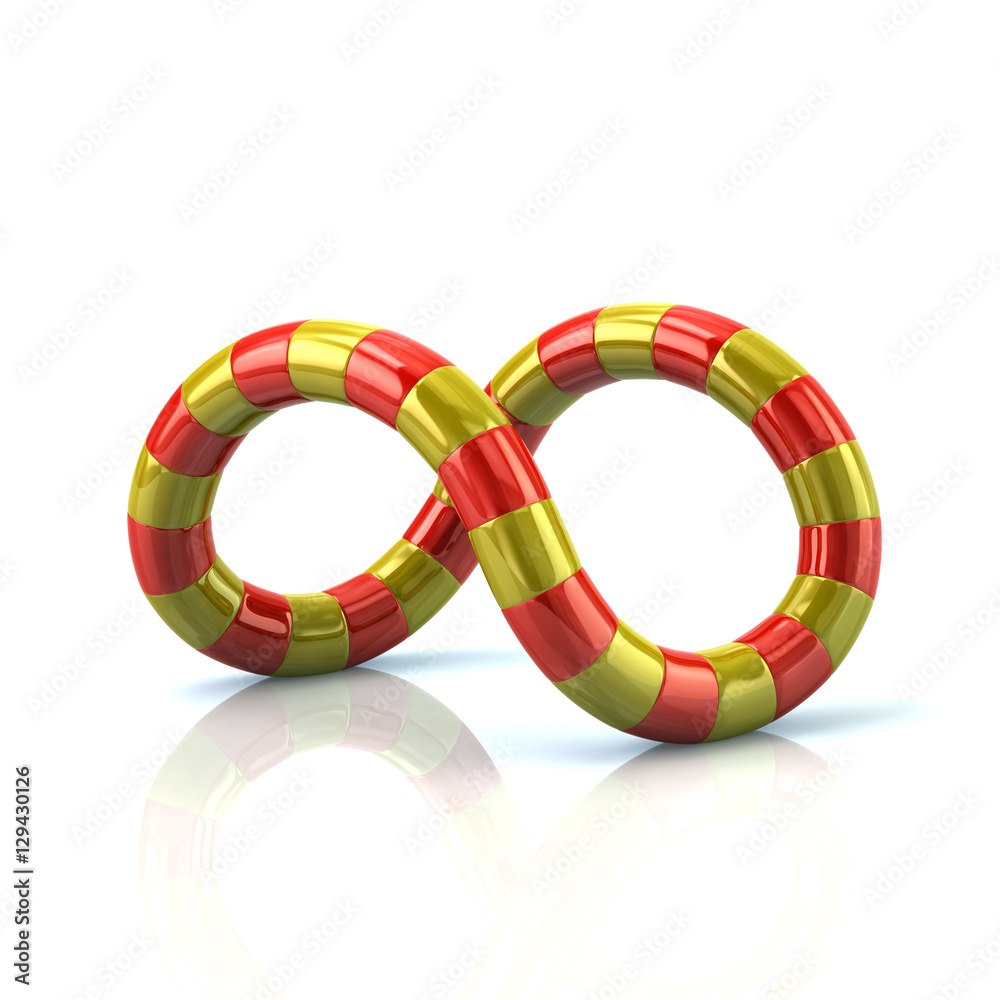 Red and yellow infinity symbol 3d rendering Red and yellow infinity symbol 3d rendering