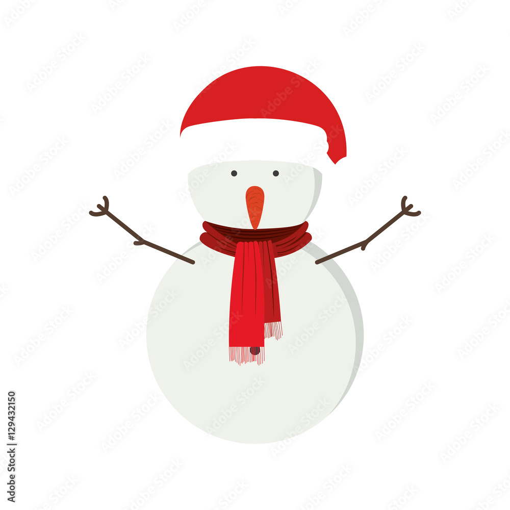 snowman with red hat and scarf vector illustration Stock Vector | Adobe ...