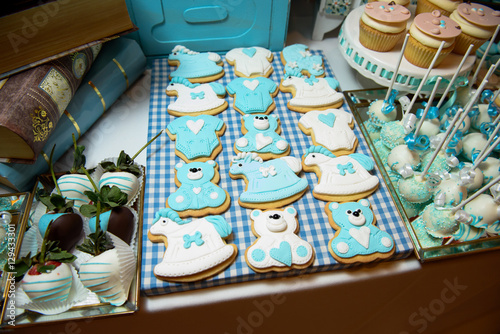 Cookies baked in the form of blue bears