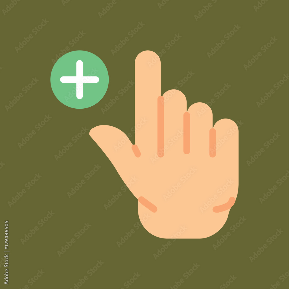Obraz premium plus and hand icon. flat design