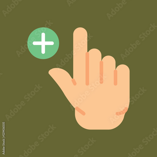 plus and hand icon. flat design