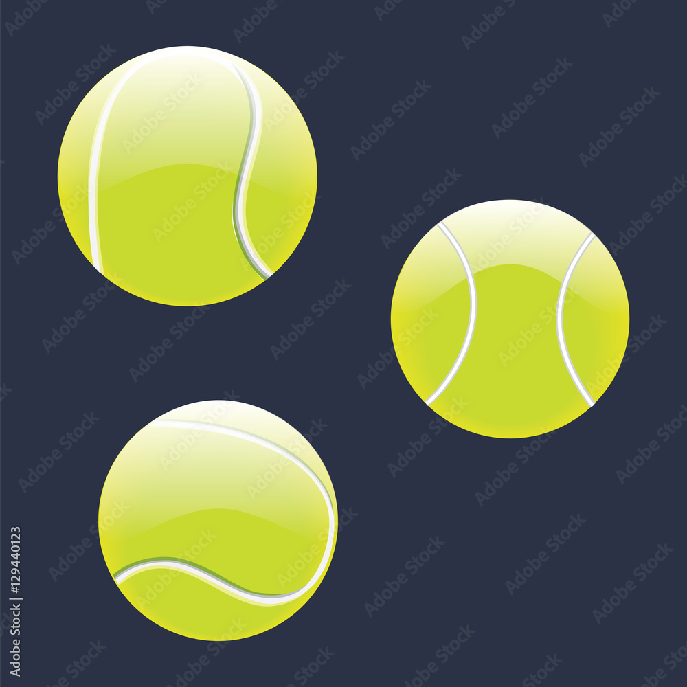 set tennis ball isolated on a dark blue background element for design vector