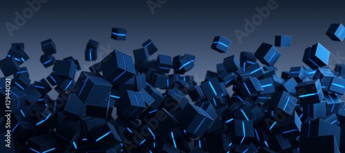 blue Abstract box Technology Background