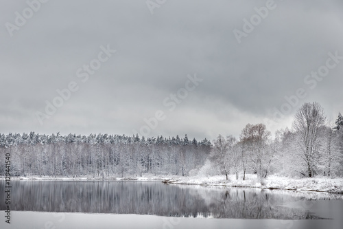 White winter landscape lake in the forest © madredus
