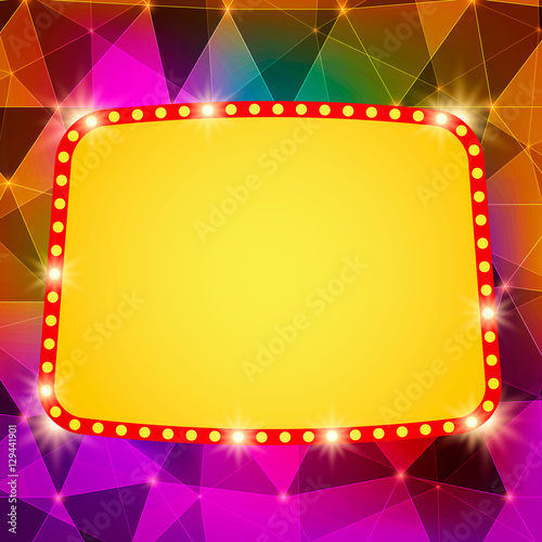 Abstract shining retro light banner on geometric background